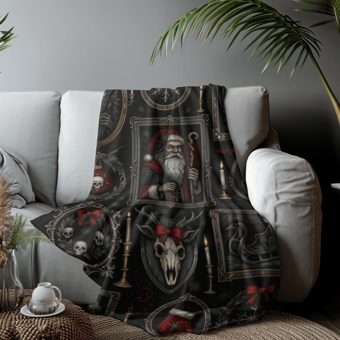 Gothmas Christmas Blanket – Velveteen Throw, Sherpa, Woven Heirloom for Dark Holiday Decor