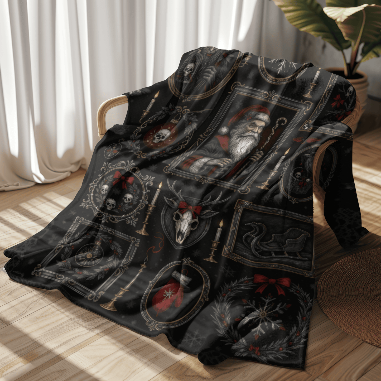 Gothmas Christmas Blanket – Velveteen Throw, Sherpa, Woven Heirloom for Dark Holiday Decor