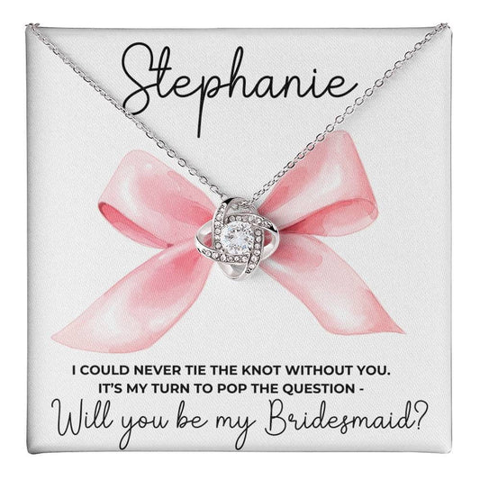 Custom Name Coquette Bow Bridesmaid Proposal Gift - Love Knot Necklace