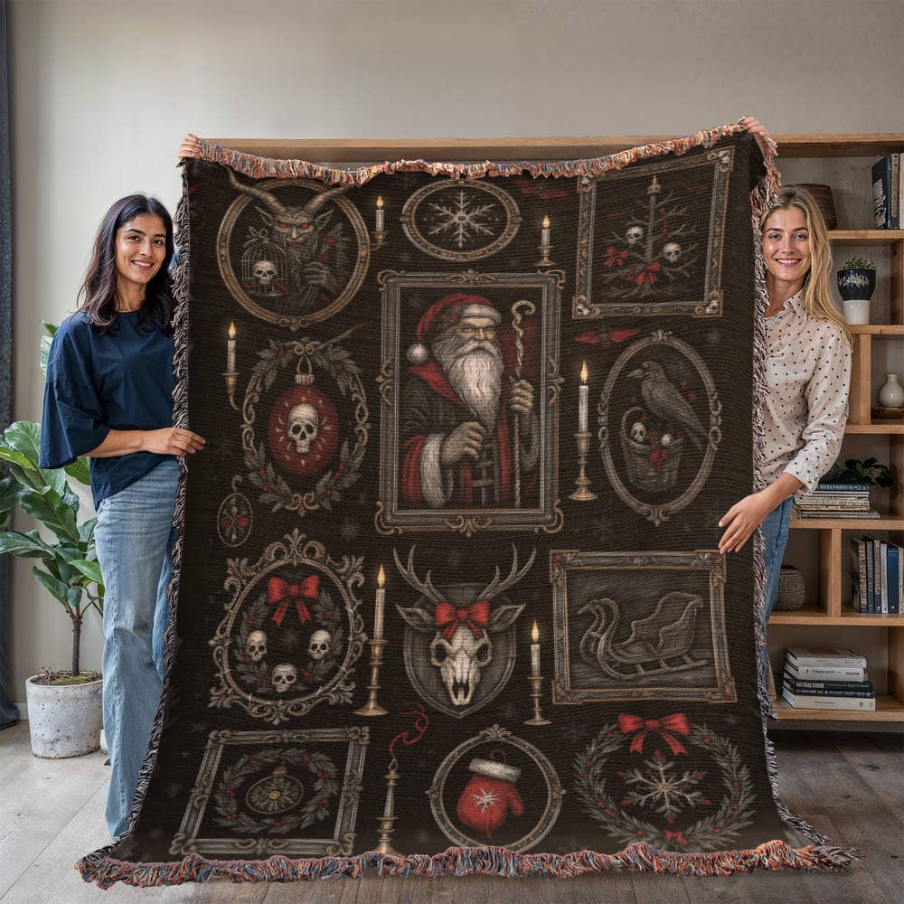 Gothmas Christmas Blanket – Velveteen Throw, Sherpa, Woven Heirloom for Dark Holiday Decor