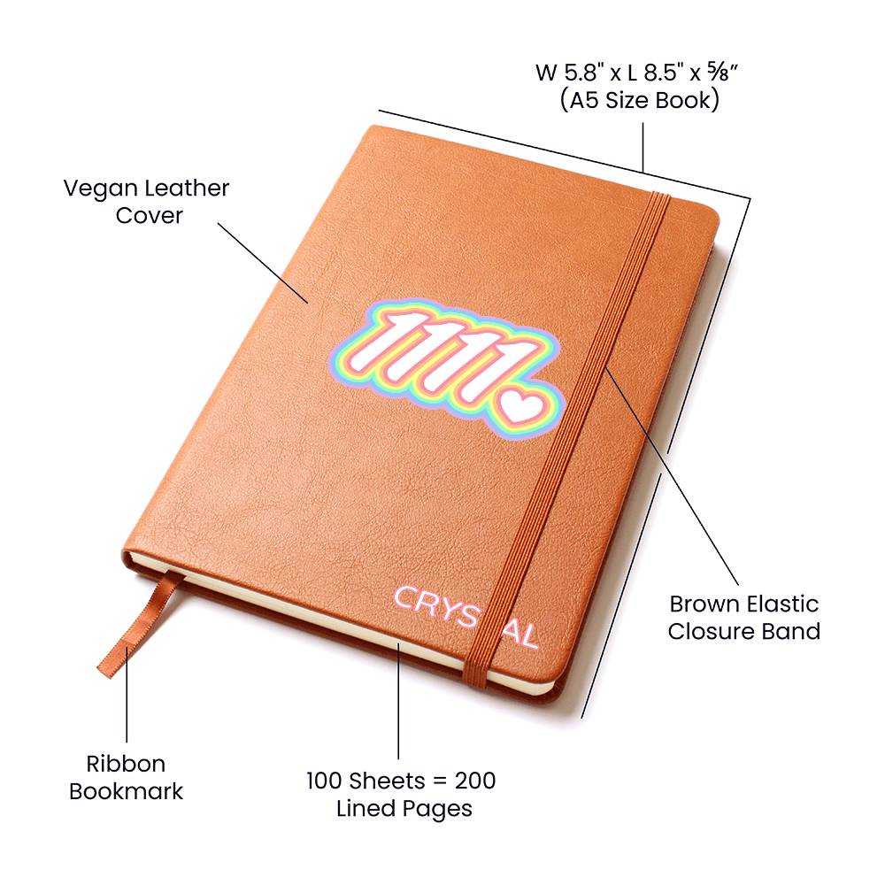Angel Numbers Journal - Custom Vegan Leather Notebook With Personalized Cover