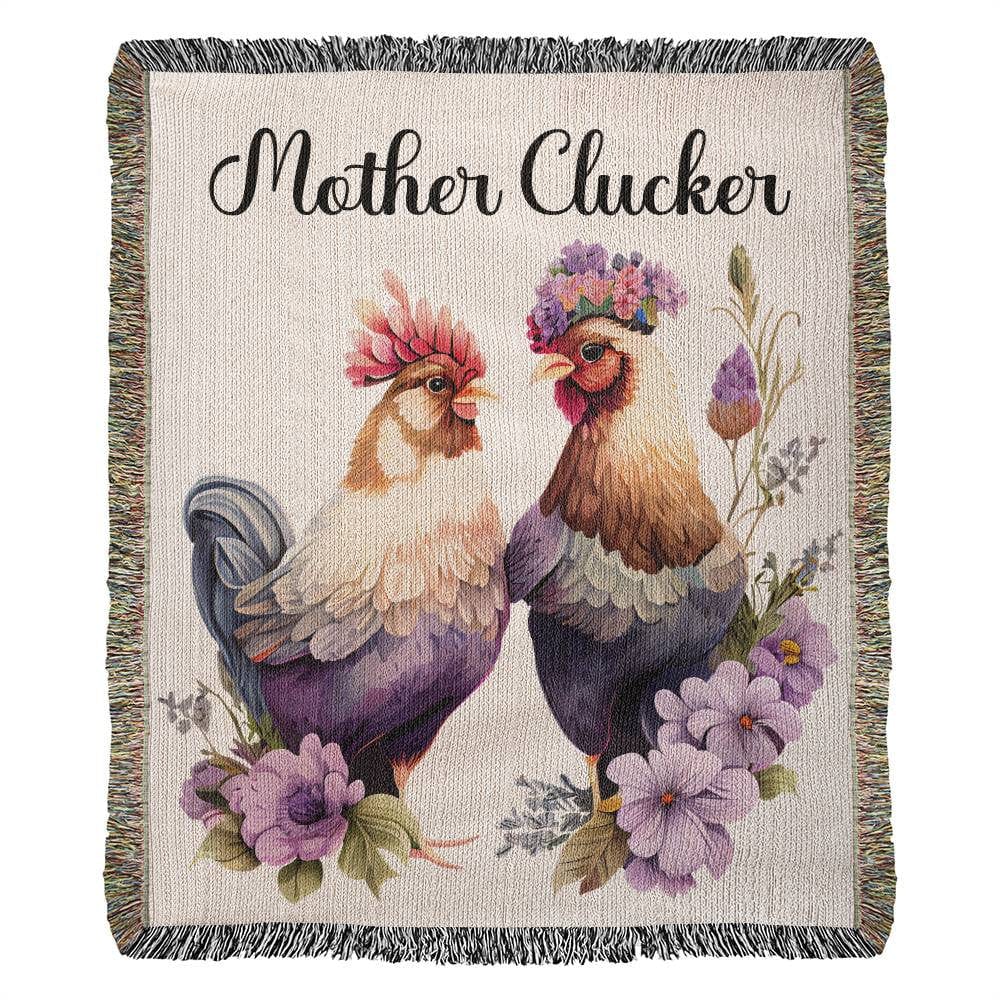 Mother Clucker Funny Floral Chickens - Heirloom Woven Blanket