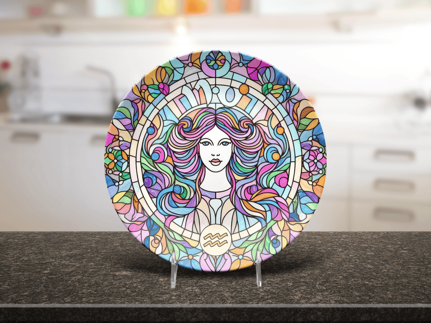 Astrological Signs Zodiac Faux Stained Glass Party Plates