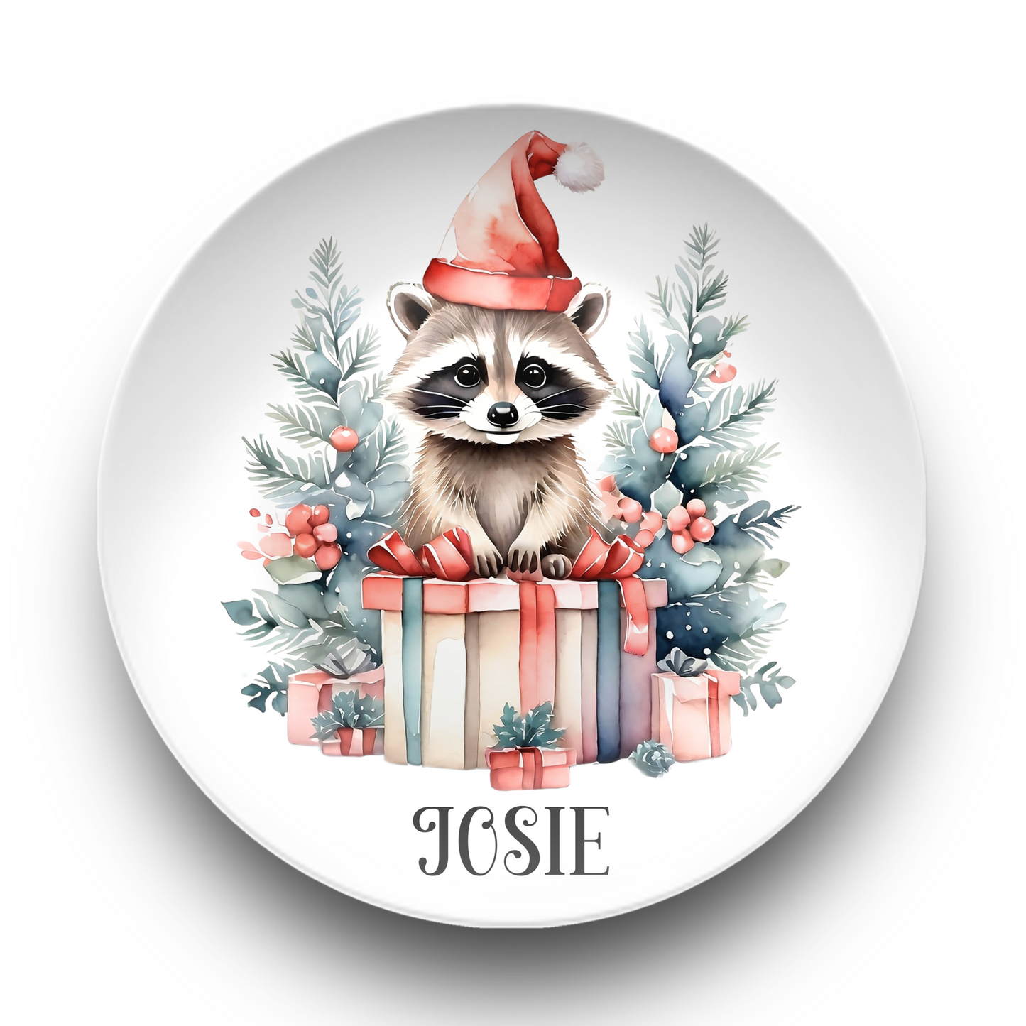 Christmas Animal Plates Cute - Unbreakable DecoPlate Dinnerware Set of 6 Xmas Dishes (10")