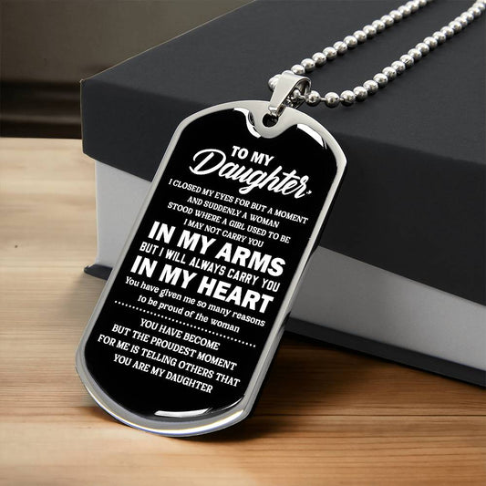 Custom to My Daughter Dog Tag Military Chain Necklace