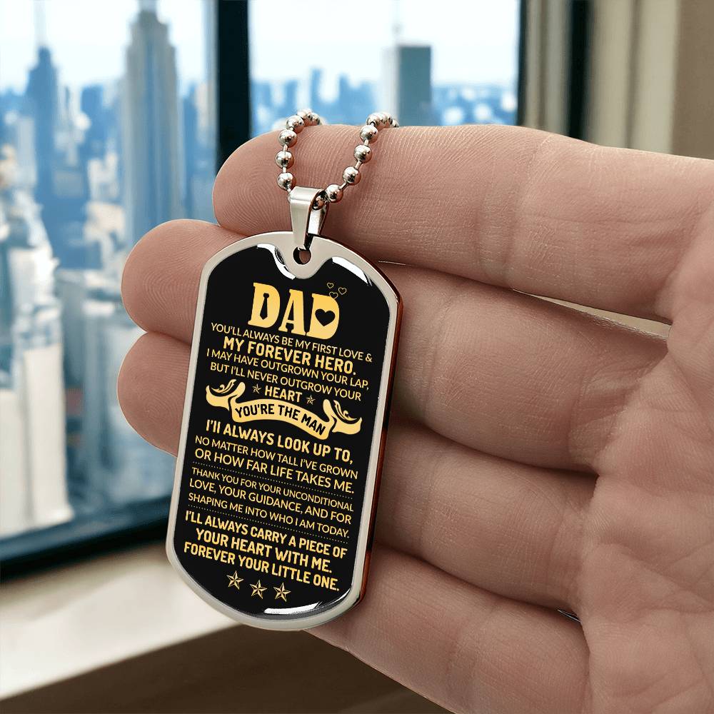 Custom To My Dad Engraved Dog Tag Father's Day Necklace