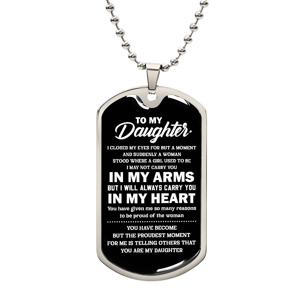 Custom to My Daughter Dog Tag Military Chain Necklace