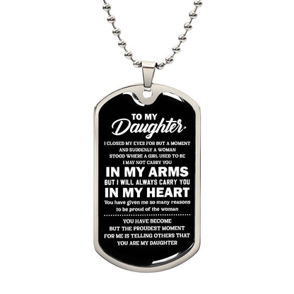 Custom to My Daughter Dog Tag Military Chain Necklace