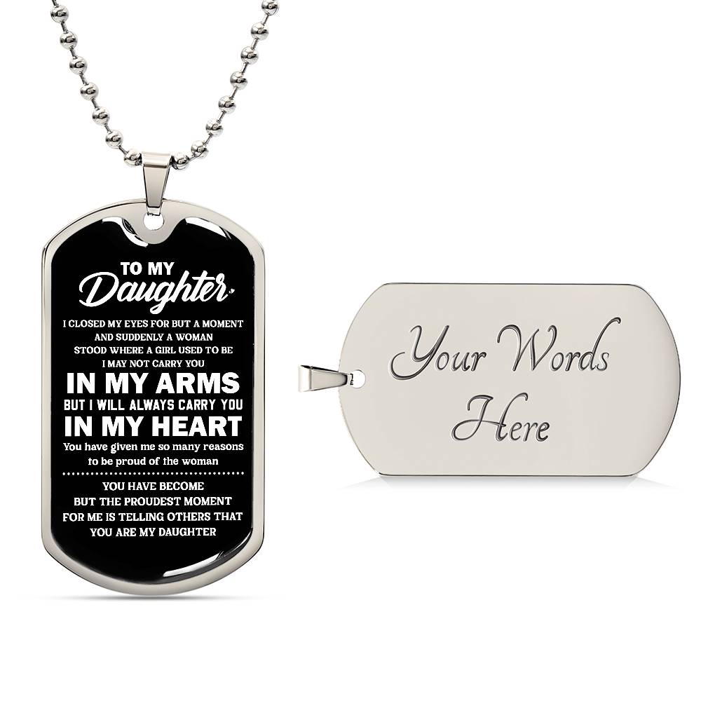 Custom to My Daughter Dog Tag Military Chain Necklace