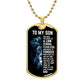 Custom To My Son Engraved Dog Tag Necklace from Dad - Strong Lion