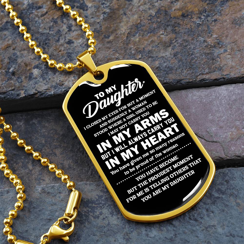 Custom to My Daughter Dog Tag Military Chain Necklace