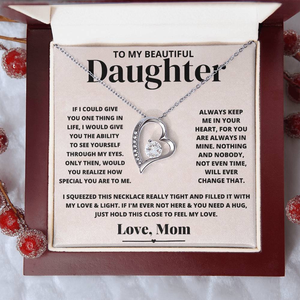 To My Beautiful Daughter Love Mom - Forever Love Necklace