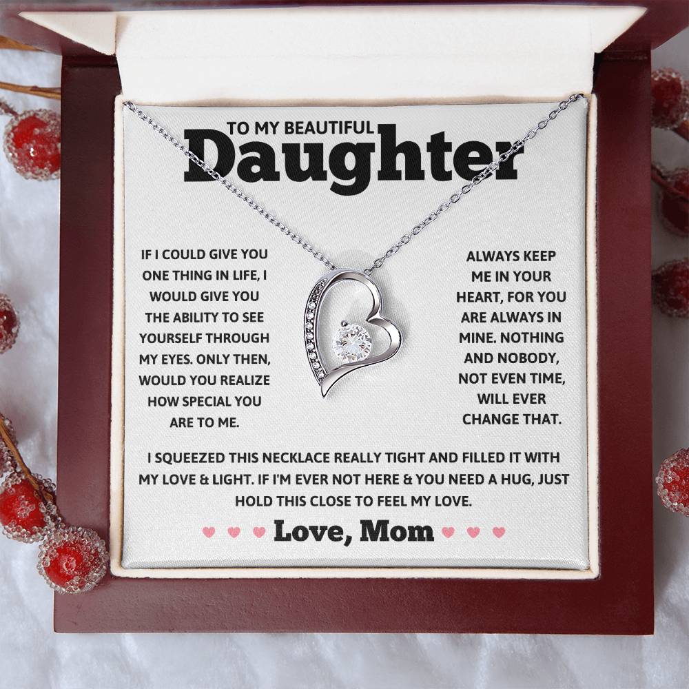 To My Beautiful Daughter Love Mom - Forever Love Necklace