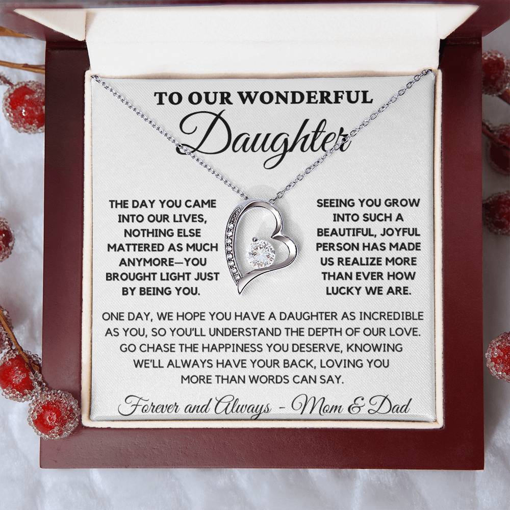 To Our Wonderful Daughter - Heart Pendant Necklace from Mom and Dad