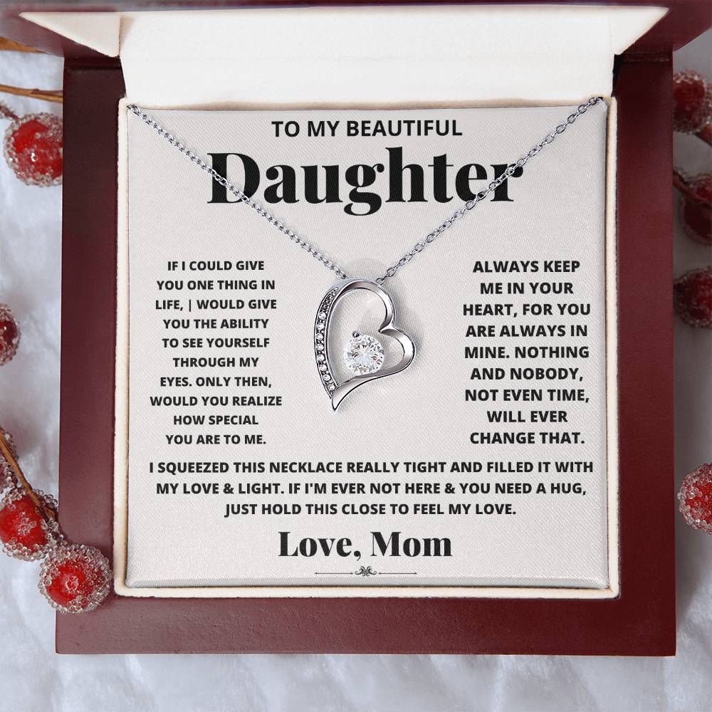 To My Beautiful Daughter Love Mom - Forever Love Necklace