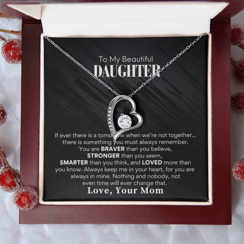 To Beautiful Daughter Love Mom - Forever Love Necklace