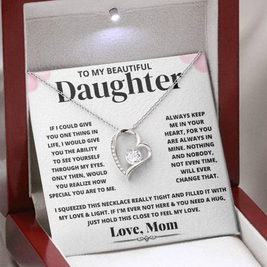 To My Beautiful Daughter Love Mom - Forever Love Necklace