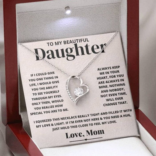 To My Beautiful Daughter Love Mom - Forever Love Necklace