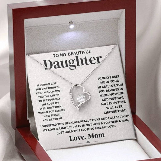 To My Beautiful Daughter Love Mom - Forever Love Necklace