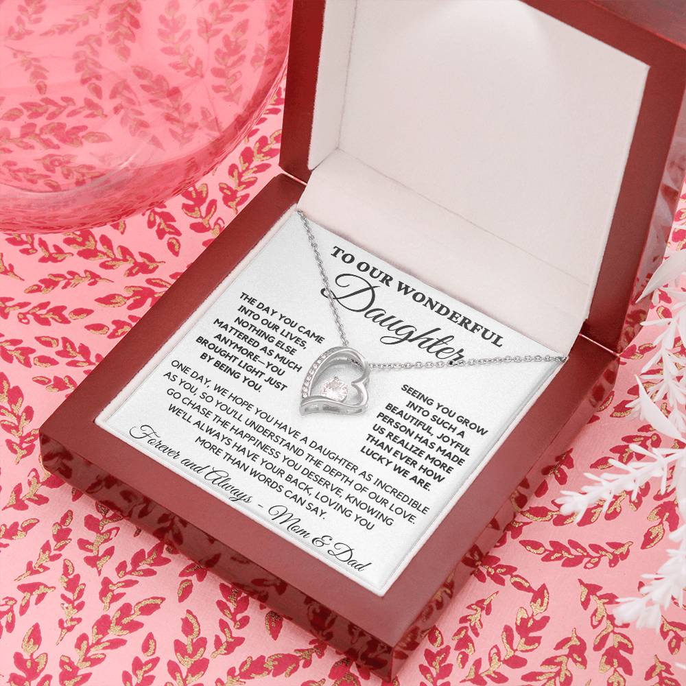 To Our Wonderful Daughter - Heart Pendant Necklace from Mom and Dad