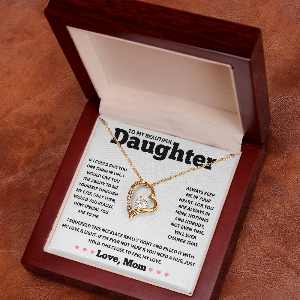 To My Beautiful Daughter Love Mom - Forever Love Necklace