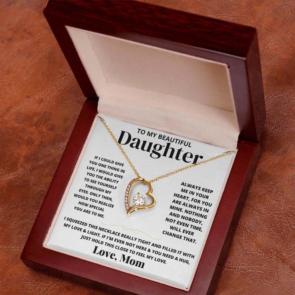 To My Beautiful Daughter Love Mom - Forever Love Necklace