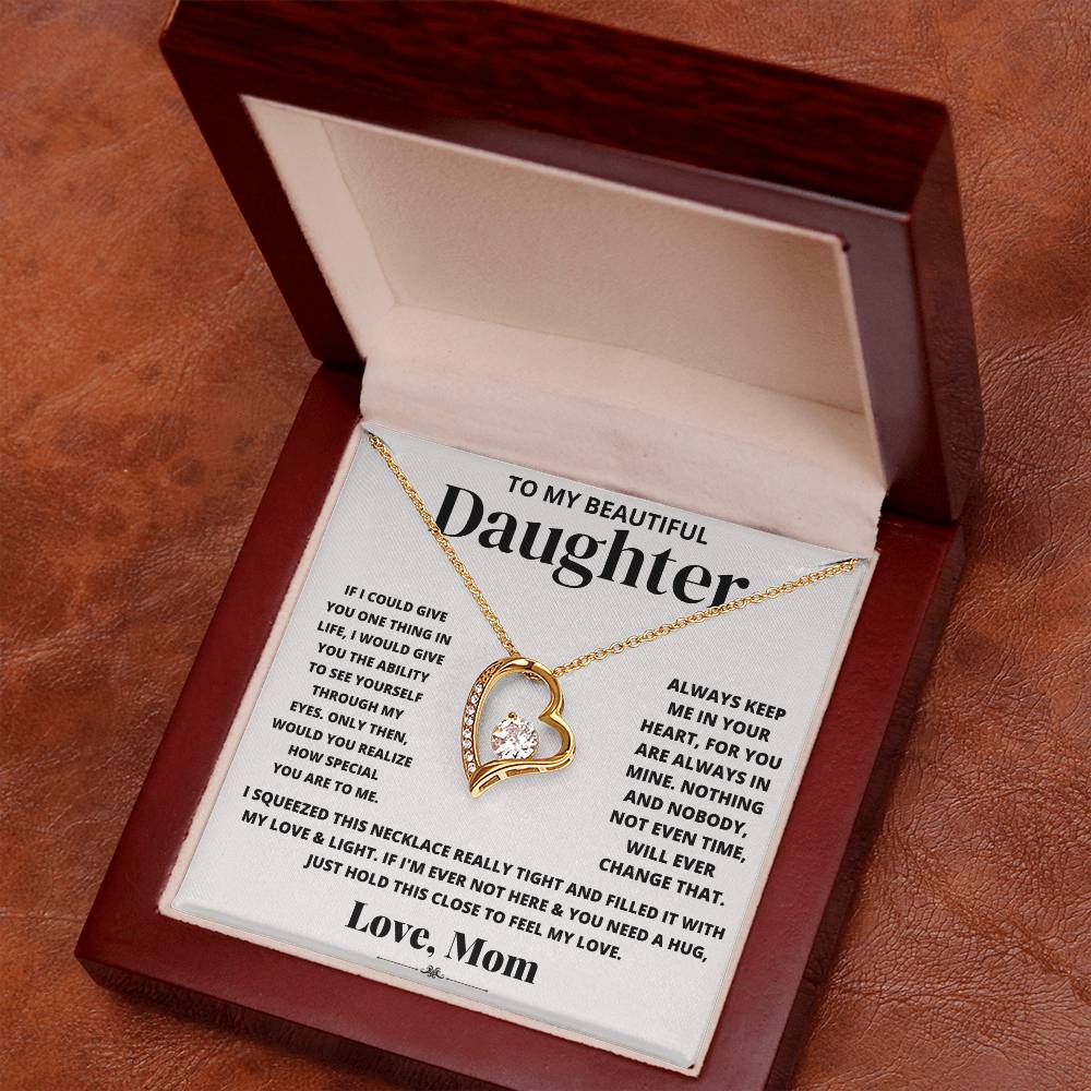 To My Beautiful Daughter Love Mom - Forever Love Necklace