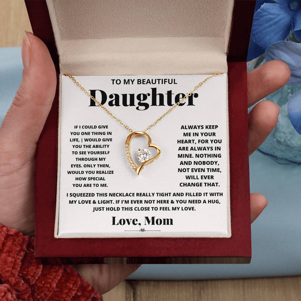 To My Beautiful Daughter Love Mom - Forever Love Necklace