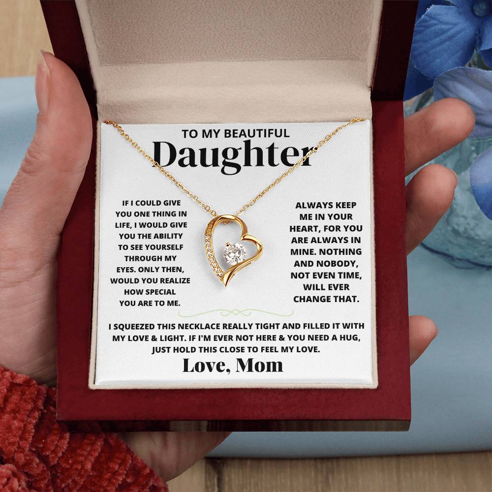 To My Beautiful Daughter Love Mom - Forever Love Necklace