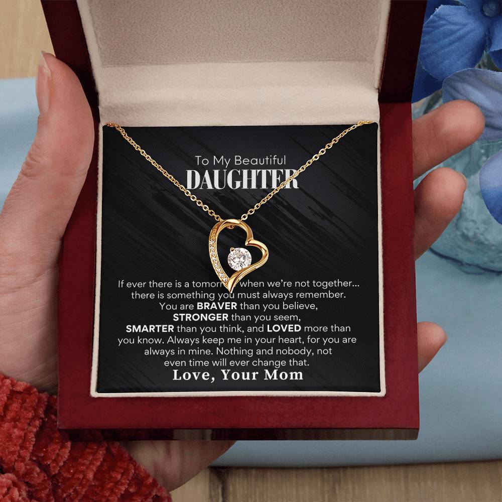 To Beautiful Daughter Love Mom - Forever Love Necklace