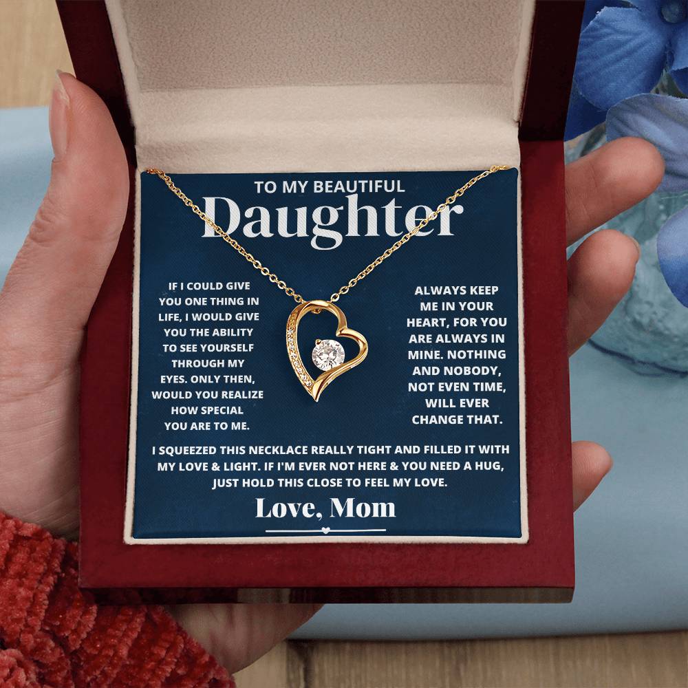 To My Beautiful Daughter Love Mom - Forever Love Necklace