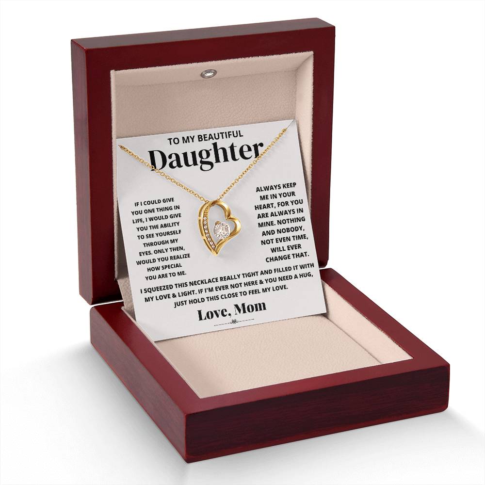 To My Beautiful Daughter Love Mom - Forever Love Necklace