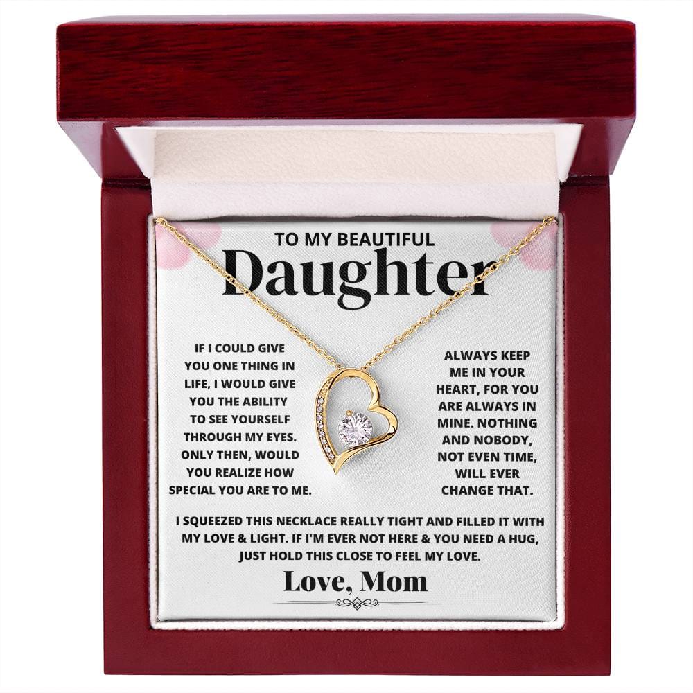 To My Beautiful Daughter Love Mom - Pink Floral Necklace