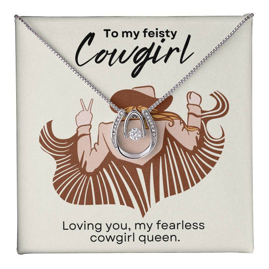 To My Feisty Cowgirl Horseshoe Necklace From Cowboy