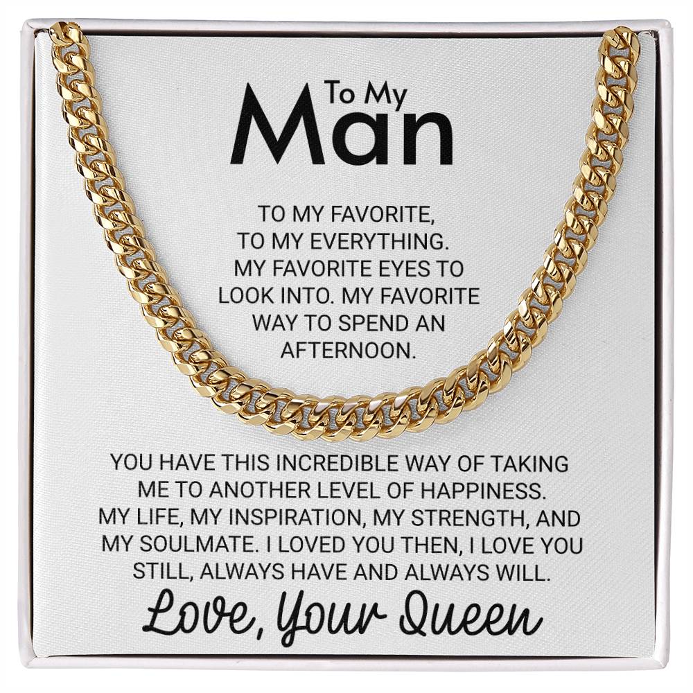 To My Man Wife to Husband Gift Love Your Queen - Cuban LInk Chain