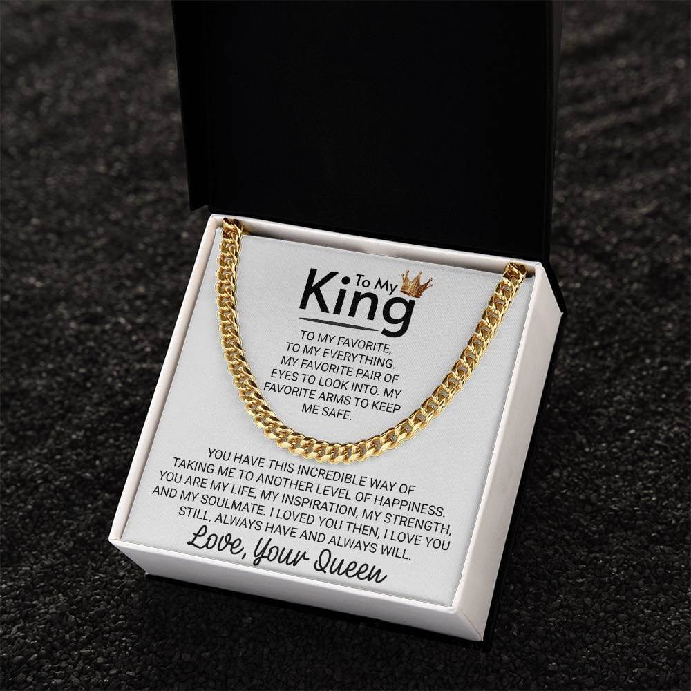 To My King Love Your Queen Crown Arms to Keep Me Safe - Cuban Link Chain