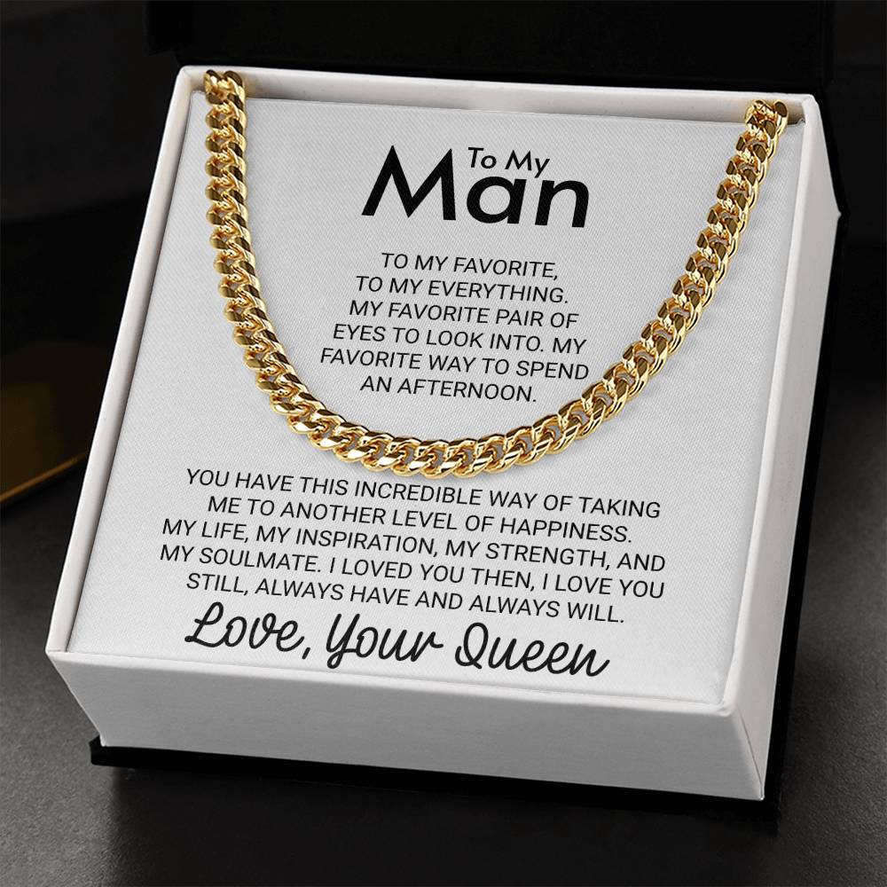 To My Man Wife to Husband Girlfriend to Boyfriend - Cuban Link Chain Necklace