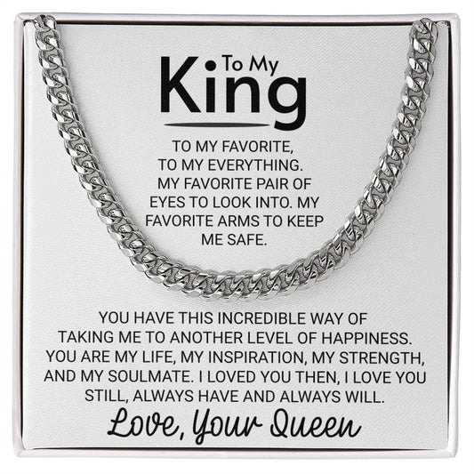 To My King Love Your Queen Arms Keep Me Safe - Cuban Link Chain