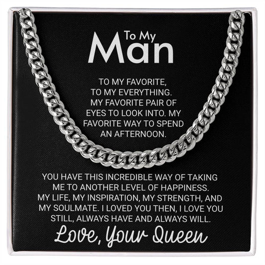 To My Man Love Your Queen Wife to Husband - Cuban Link Chain