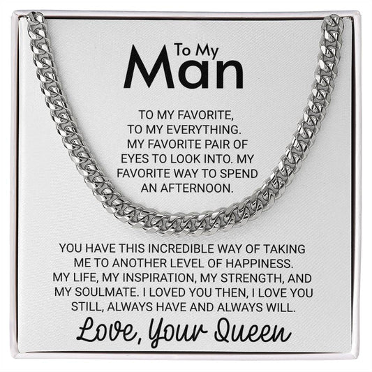 To My Man Wife to Husband Girlfriend to Boyfriend - Cuban Link Chain Necklace