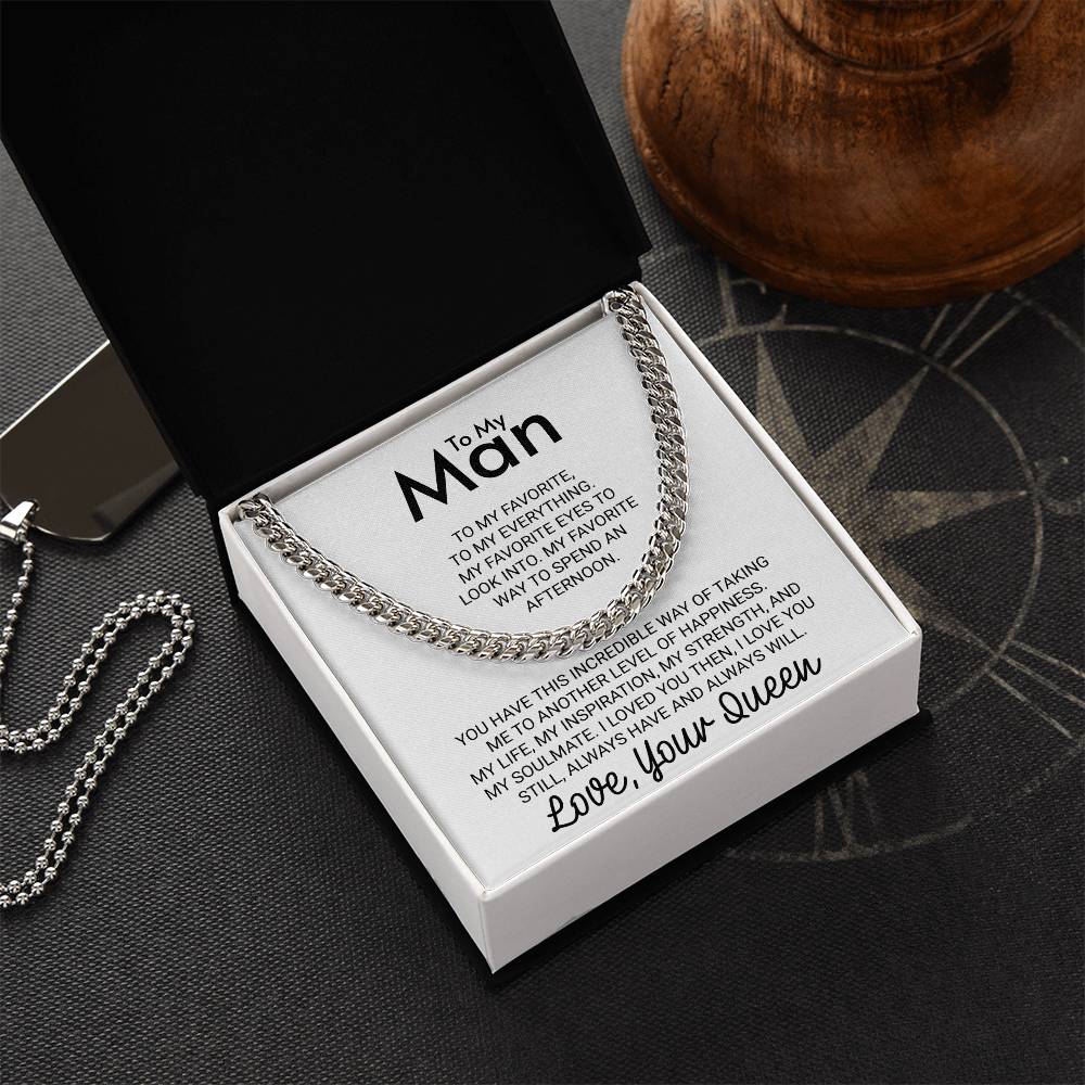 To My Man Wife to Husband Gift Love Your Queen - Cuban LInk Chain