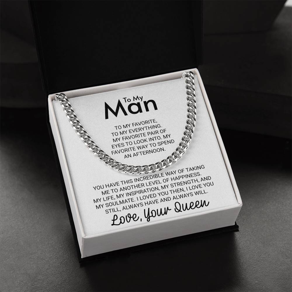 To My Man Wife to Husband Girlfriend to Boyfriend - Cuban Link Chain Necklace