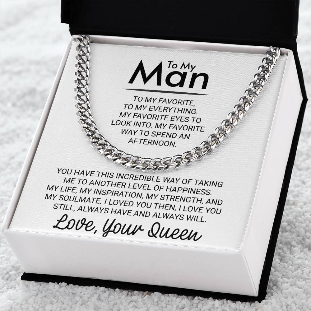 To My Man Love Your Queen Favorite Person: Men's Cuban Link Chain (Underline)