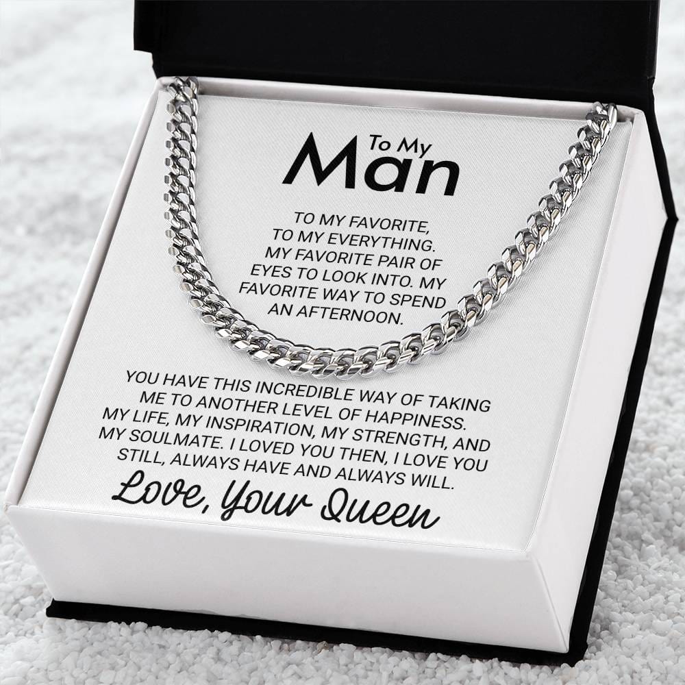 To My Man Wife to Husband Girlfriend to Boyfriend - Cuban Link Chain Necklace