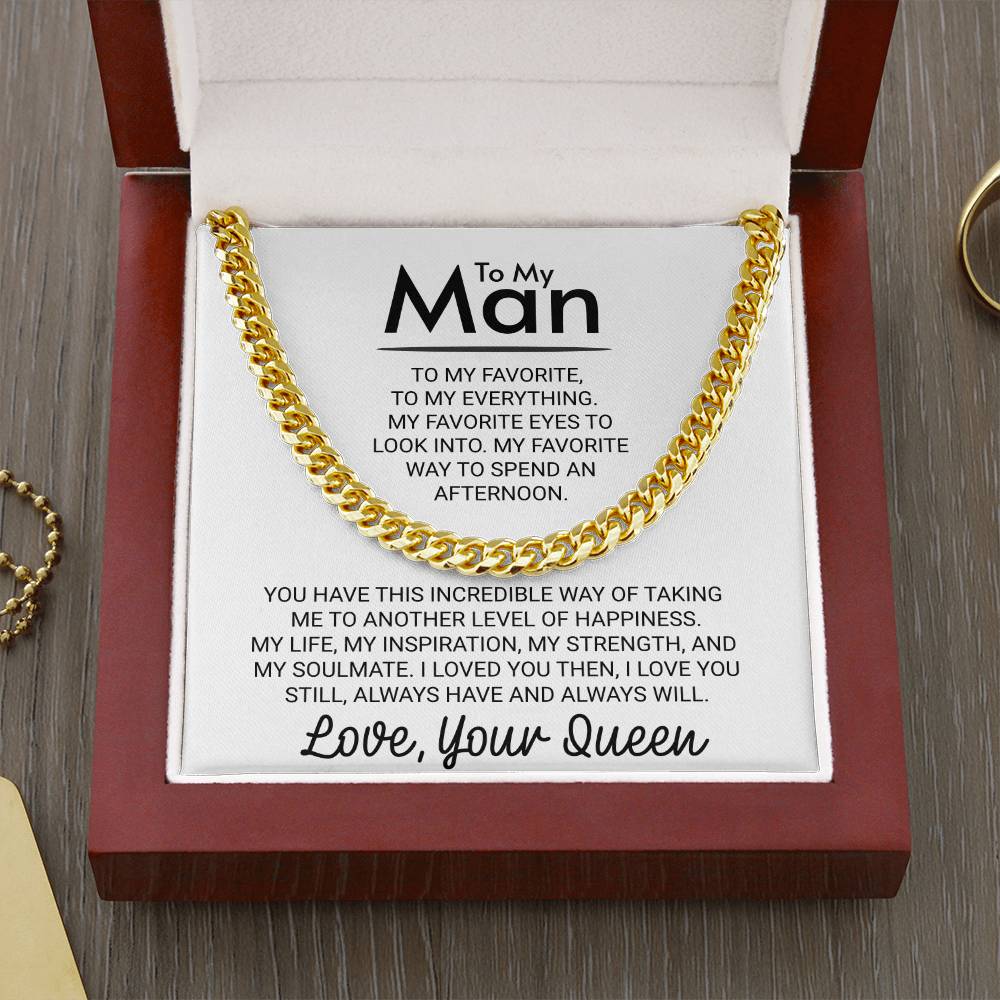 To My Man Love Your Queen Favorite Person: Men's Cuban Link Chain (Underline)