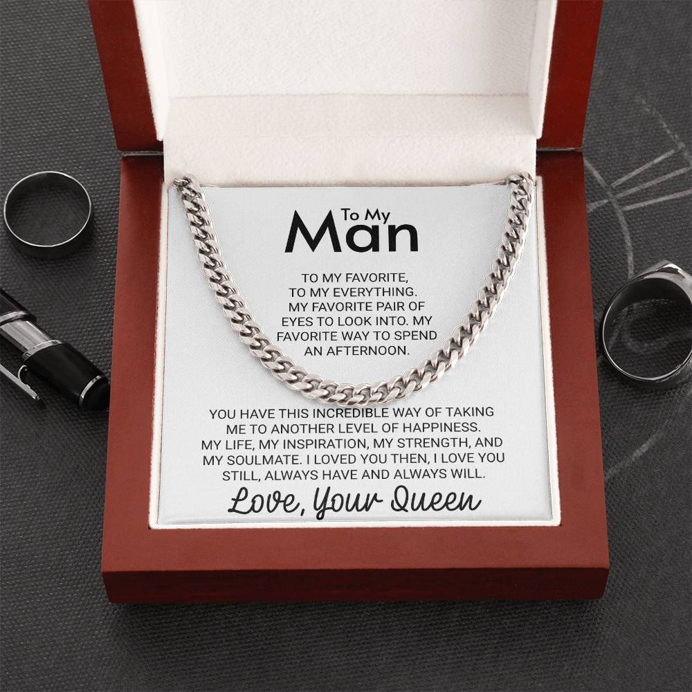 To My Man Wife to Husband Girlfriend to Boyfriend - Cuban Link Chain Necklace