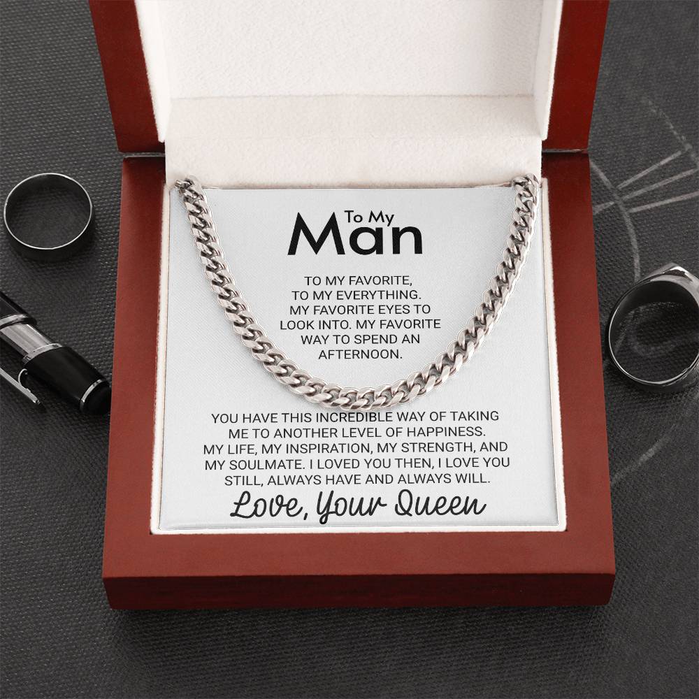 To My Man Wife to Husband Gift Love Your Queen - Cuban LInk Chain