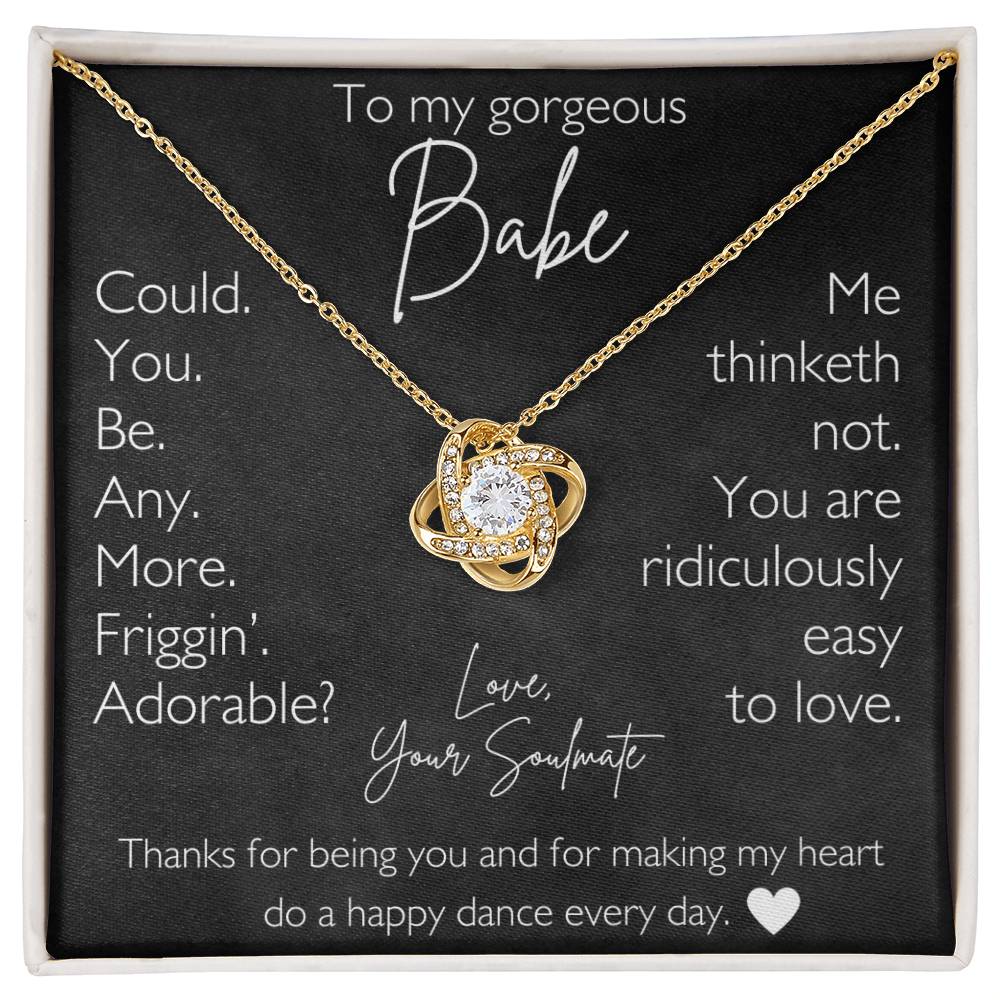 To My Gorgeous Babe Love Your Soulmate Valentine's Day Necklace