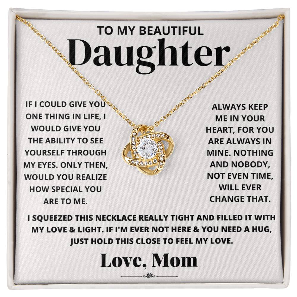 To My Beautiful Daughter Love Mom - Love Knot Necklace