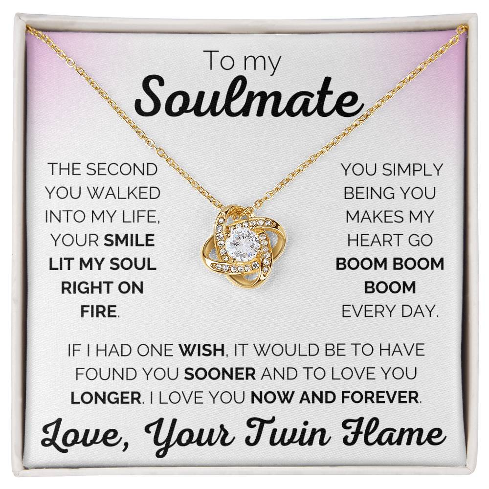 Twin Flame Soulmate Blush Love You Now and Forever - Love Knot Necklace